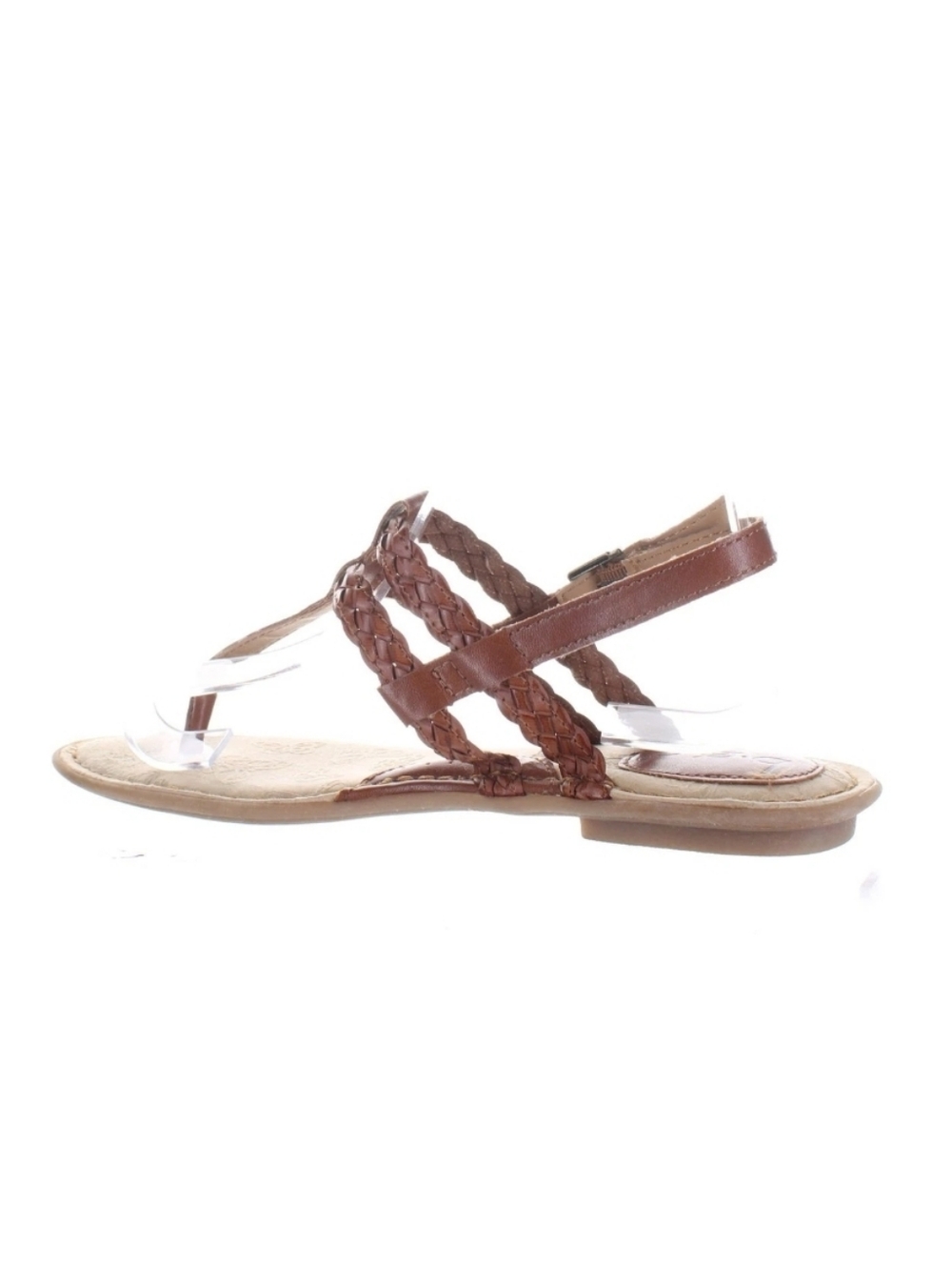 Braided Brown Leather T-Strap Women's Sandals New 8 - Picture 6 of 8